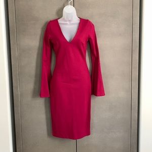 Just Me Bell Sleeve V-neck dress, Dark Raspberry, Size Small